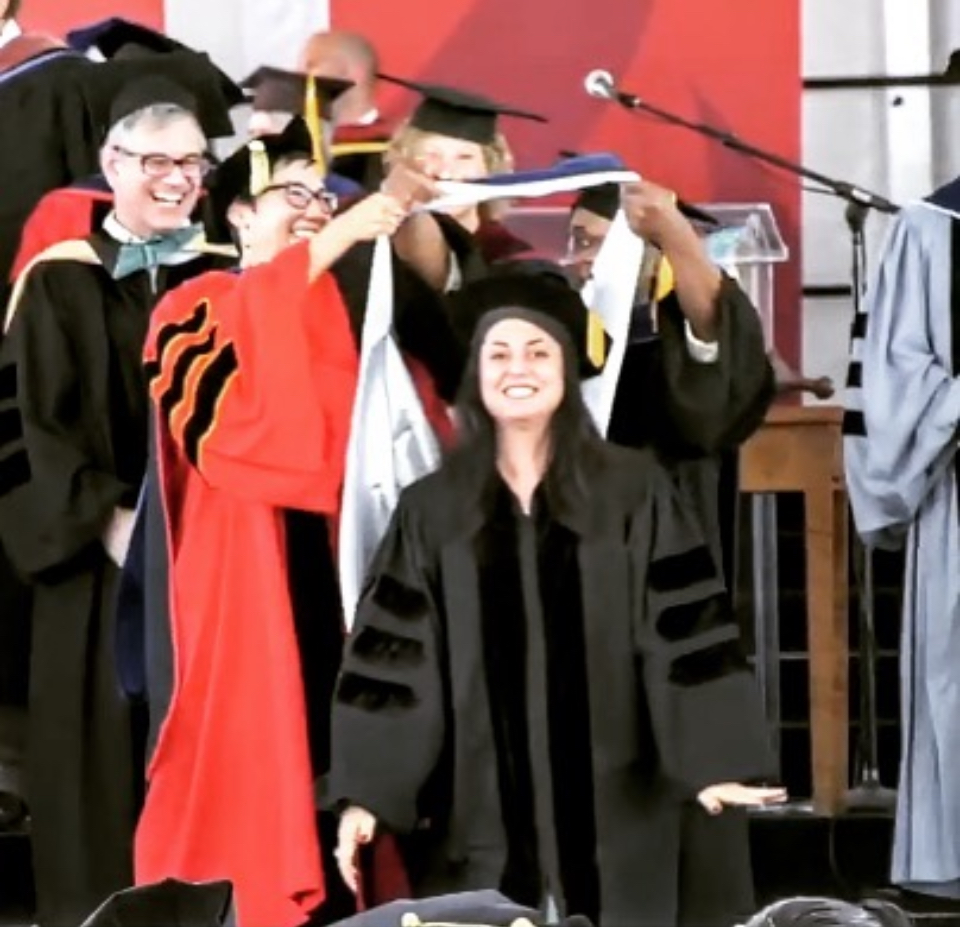 Adrineh Gregorian walking through the graduation procession